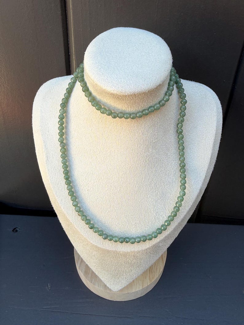 Natural Jade 5 mm Green Jade Bead Necklace, Polished Round Gemstone Jewelry